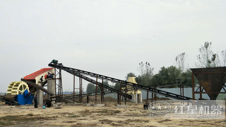 洗砂機搭配在生產線中，有效作業，清洗更干凈