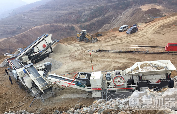 大型流動磕石子機現場 大型流動磕石子機現場